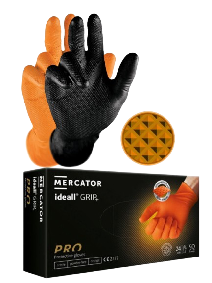 Ideall® Grip Heavy Duty Disposable Gloves Orange (LARGE)